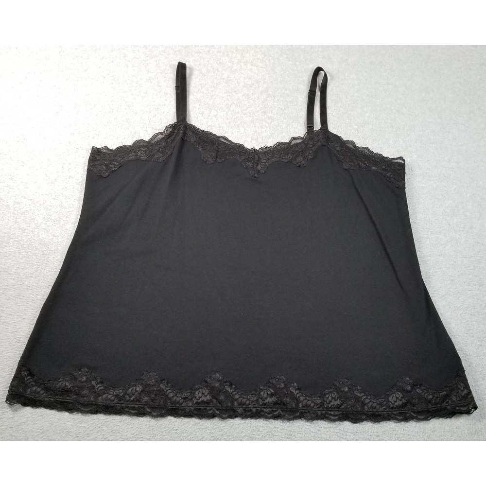Apt. 9 Camisole Womens 3X Black Lace Trim Cami Tank Top Sleeveless Stretch Layer